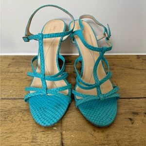 Kate Spade- Elegant Turquoise Strappy Wedge Sandals